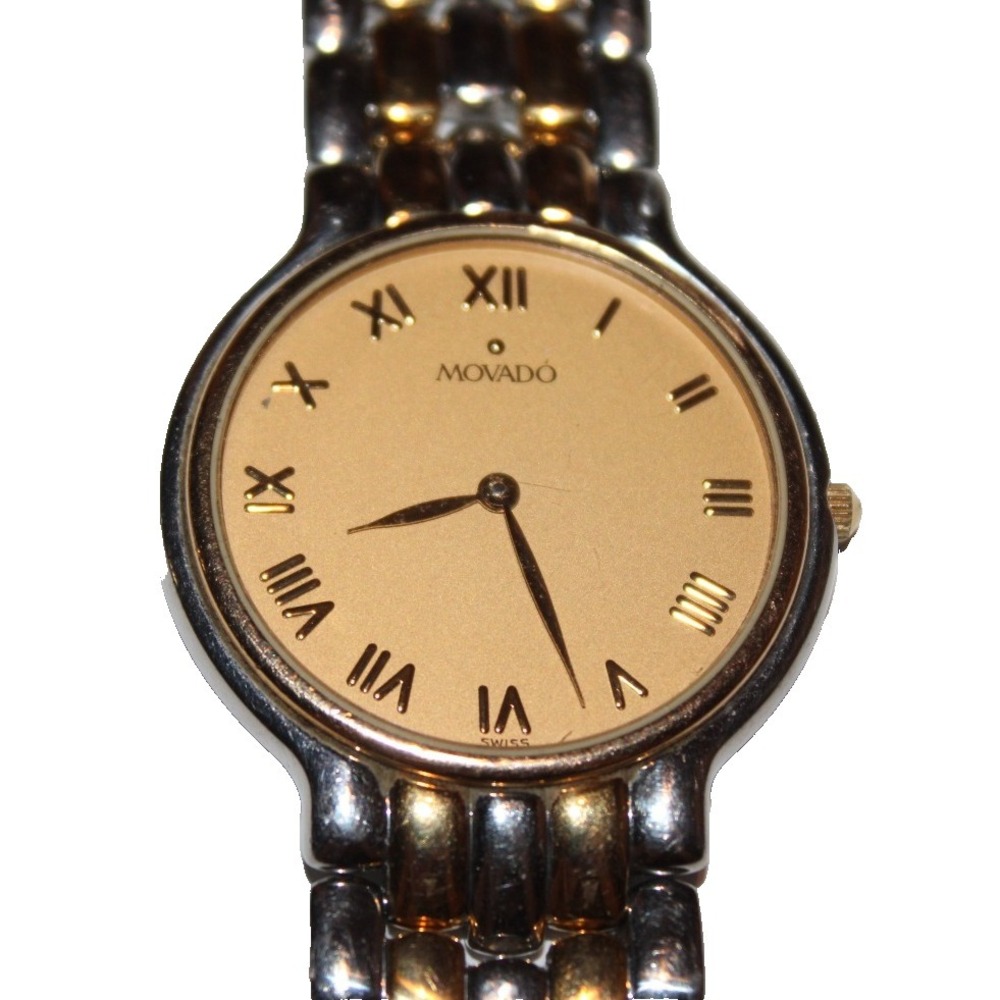 Movado men's watch 81.A2.87 gold dial roman numerals 2-tone band